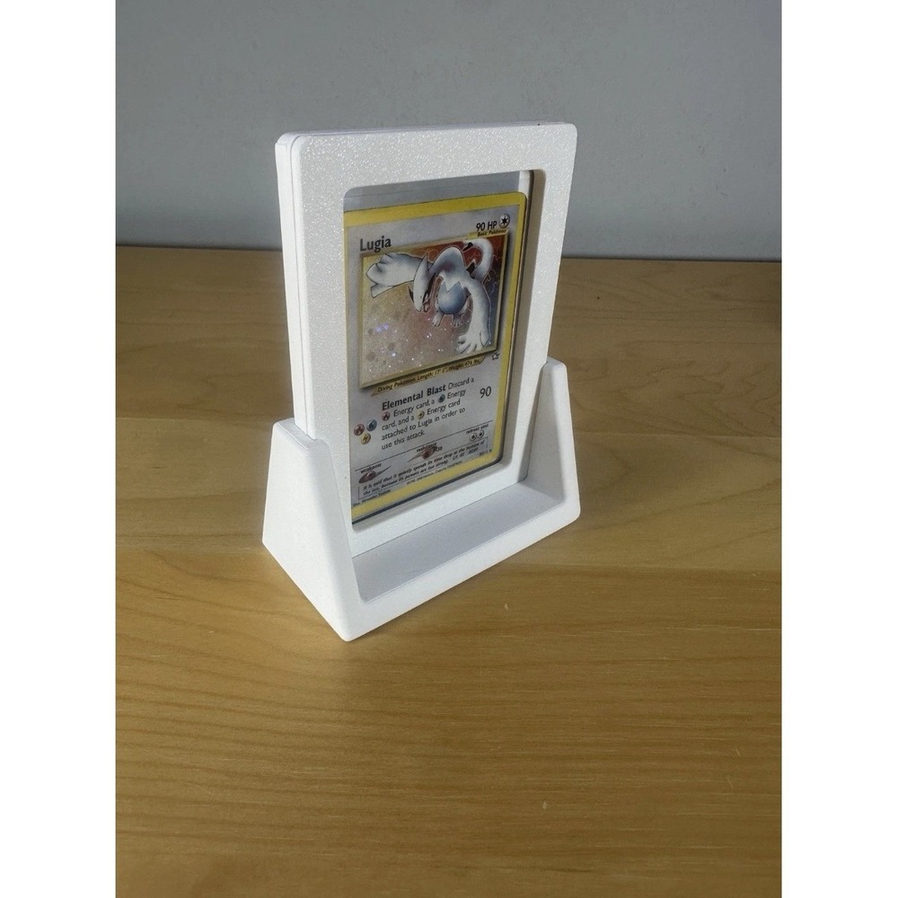 White 3D Printed Magnetic Toploader Frame & Display Stand Set for Trading Cards